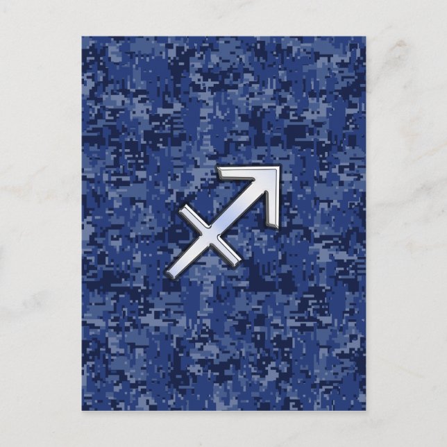 Sagittarius Zodiac Sign auf Navy Digital Camouflag Postkarte (Vorderseite)