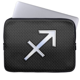 Sagittarius Zodiac Sign auf schwarzer Schlangenhau Laptopschutzhülle