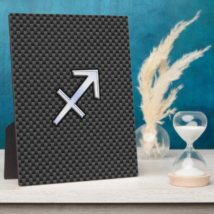 Sagittarius Zodiac Sign Black Carbon Fiber Style Fotoplatte