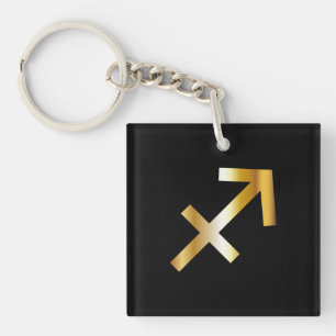 Sagittarius Zodiac Sign, Black & Gold Schlüsselan Schlüsselanhänger