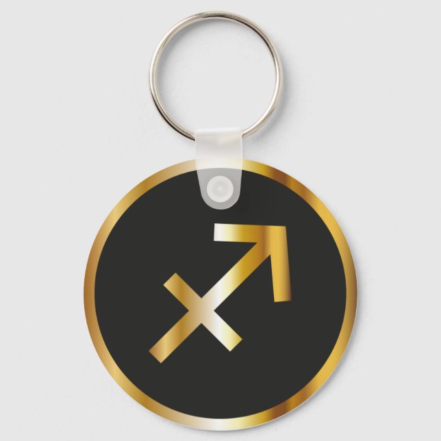 Sagittarius Zodiac Sign, Black & Gold Schlüsselanh Schlüsselanhänger (Vorderseite)