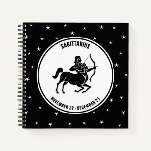 Sagittarius Zodiac Sign, Black & White Notebook Notizbuch