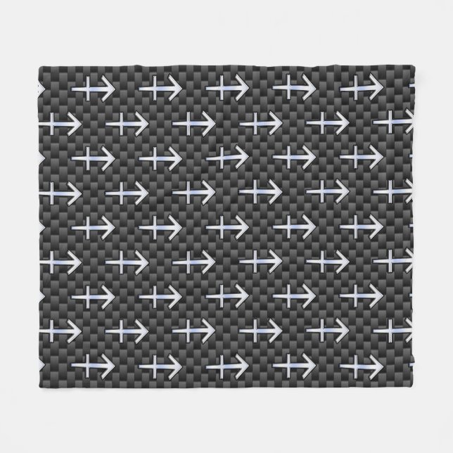 Sagittarius Zodiac Sign Carbon Fiber Style Fleecedecke (Vorderseite (Horizontal))