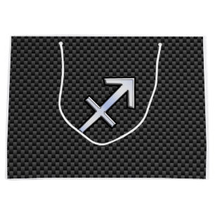 Sagittarius Zodiac Sign Carbon Fiber Style Große Geschenktüte