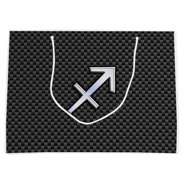 Sagittarius Zodiac Sign Carbon Fiber Style Große Geschenktüte (Vorderseite)