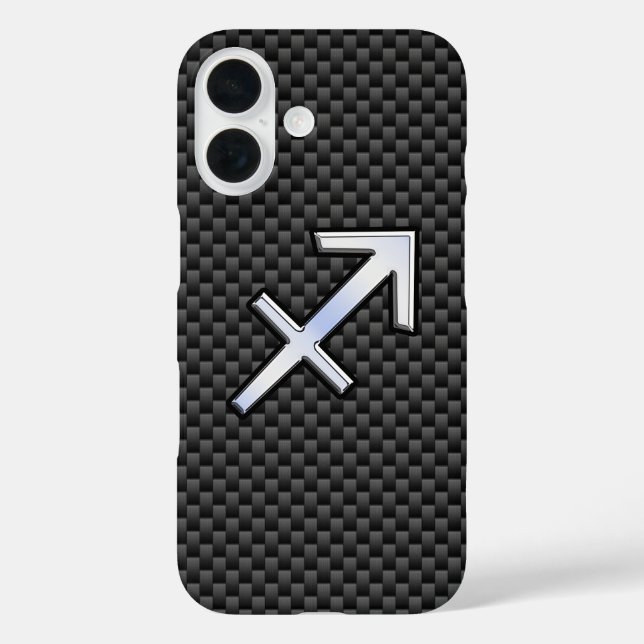 Sagittarius Zodiac Sign Carbon Fiber Style iPhone 16 Hülle (Rückseite)