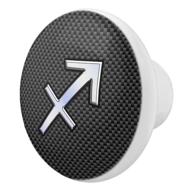 Sagittarius Zodiac Sign Carbon Fiber Style Keramikknauf (Rechts)
