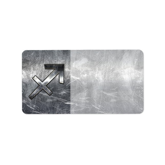Sagittarius Zodiac Sign Distressed Steel Adressaufkleber (Vorne)