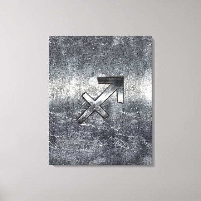 Sagittarius Zodiac Sign Distressed Steel Leinwanddruck (Vorderseite)