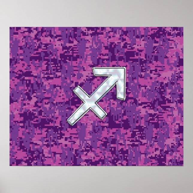Sagittarius Zodiac Sign Fuchsia Digital Camouflage Poster (Vorne)
