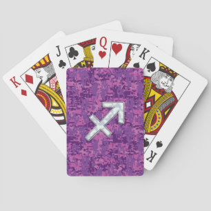 Sagittarius Zodiac Sign Fuchsia Digital Camouflage Spielkarten