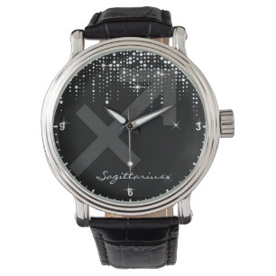 Sagittarius Zodiac Sign Glam Dripping Glitzer Rain Armbanduhr