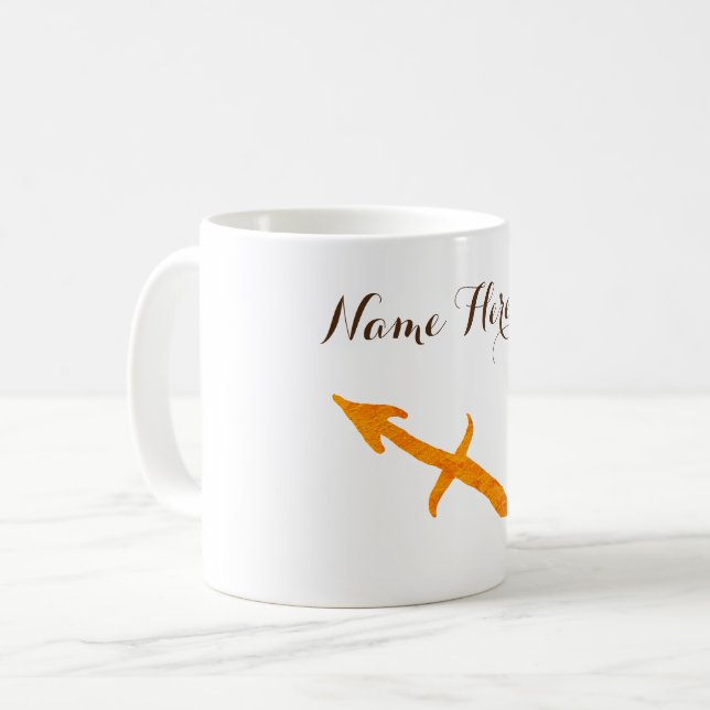 Sagittarius Zodiac Sign Gold Individuelle Name Kaffeetasse (Vorderseite Links)