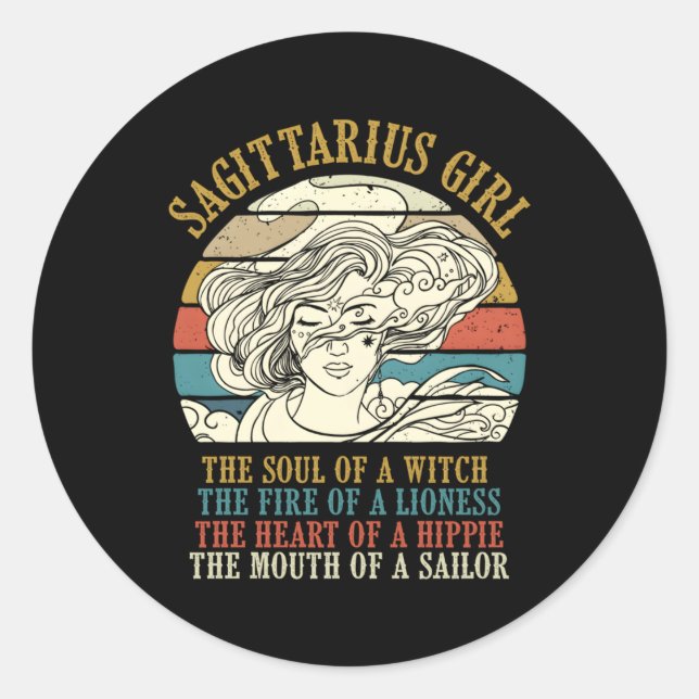 Sagittarius Zodiac Sign Horoskop Runder Aufkleber (Vorderseite)