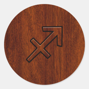 Sagittarius Zodiac Sign in Mahogany Style Runder Aufkleber