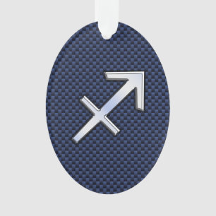 Sagittarius Zodiac Sign on Blue Carbon Fibre Style