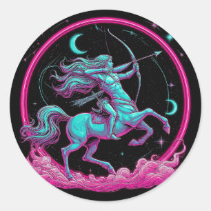 Sagittarius Zodiac Sign Runder Aufkleber