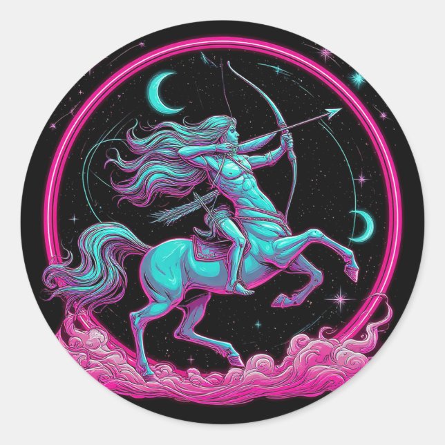 Sagittarius Zodiac Sign Runder Aufkleber (Vorderseite)