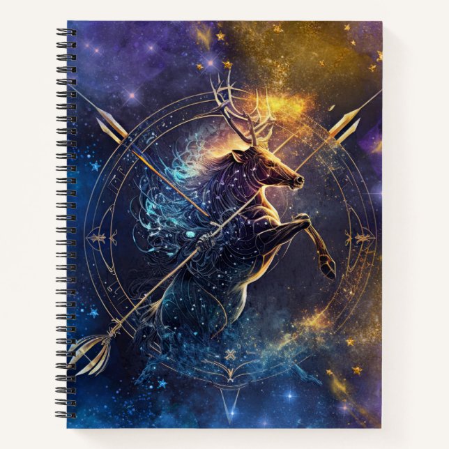 Sagittarius Zodiac Sign Watercolor Design Notizbuch (Vorderseite)