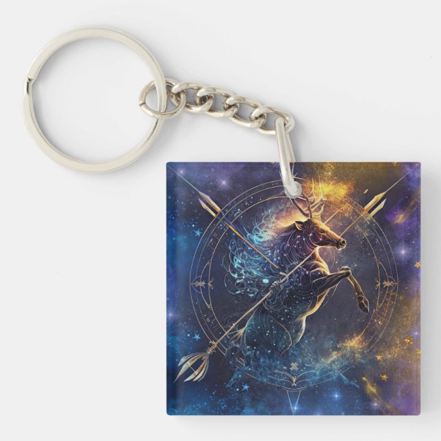 Sagittarius Zodiac Sign Watercolor Design Schlüsselanhänger (Vorderseite)