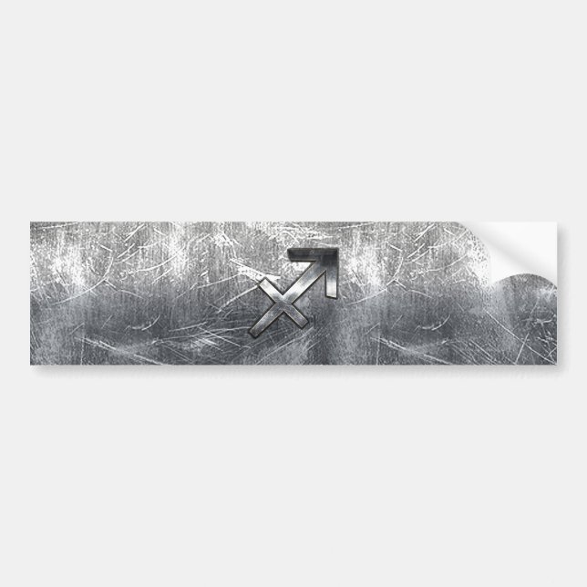 Sagittarius Zodiac Silver Distressed Steel look Autoaufkleber (Vorne)