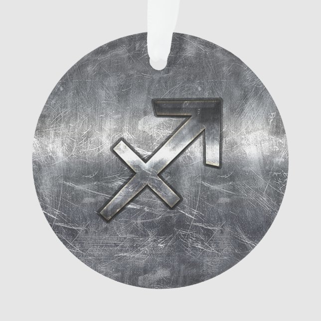 Sagittarius Zodiac Silver Distressed Steel look Ornament (Vorderseite)
