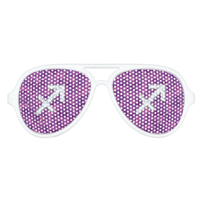 Sagittarius Zodiac-Symbol auf der Fuchsia-Digitale Partybrille (Vorderseite)