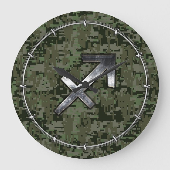 Sagittarius Zodiac-Symbol auf der grünen digitalen Große Wanduhr (Vorderseite)