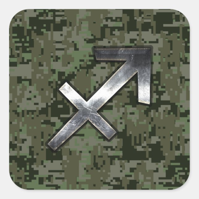 Sagittarius Zodiac-Symbol auf der grünen digitalen Quadratischer Aufkleber (Vorderseite)