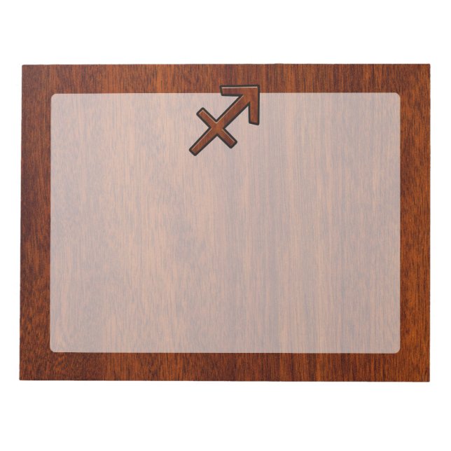 Sagittarius Zodiac Symbol auf Mahogany Holzdekorat Notizblock (Vorderseite)