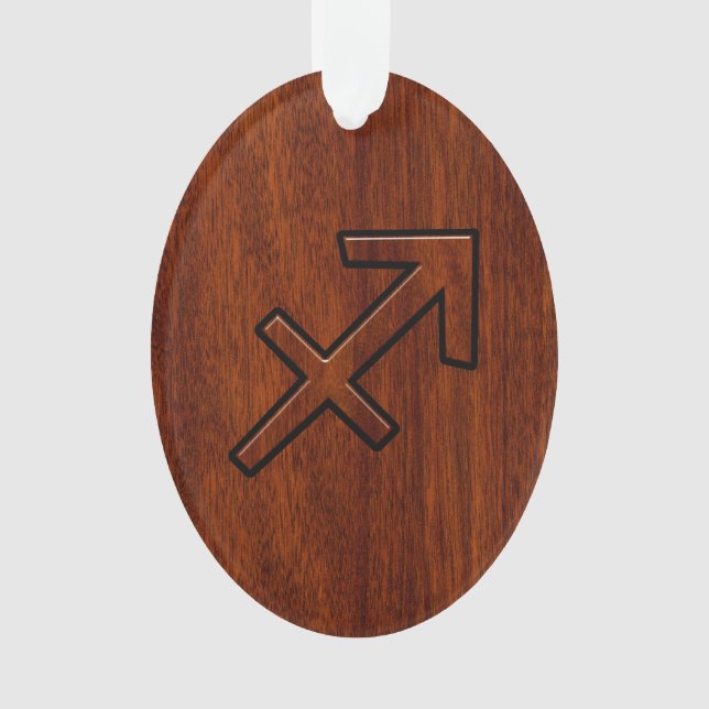 Sagittarius Zodiac Symbol auf Mahogany Holzdekorat Ornament (Vorderseite)
