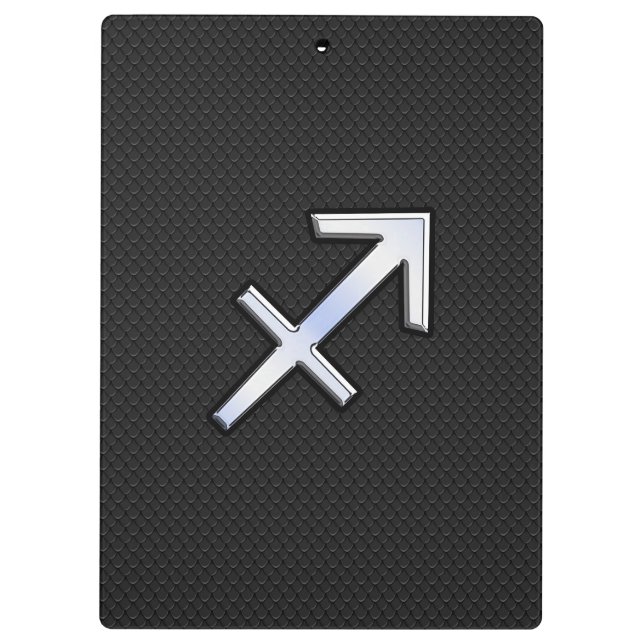 Sagittarius Zodiac Symbol auf schwarzer Schlangenh Klemmbrett (Rückseite)