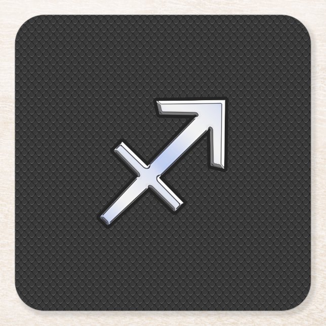 Sagittarius Zodiac Symbol auf schwarzer Schlangenh Rechteckiger Pappuntersetzer (Vorderseite)