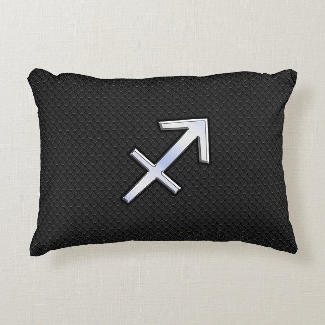 Sagittarius Zodiac Symbol auf schwarzer Schlangenh Zierkissen (Vorderseite)
