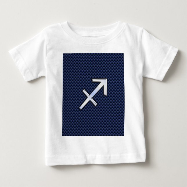 Sagittarius Zodiac Symbol Blue Carbon Fibre Print Baby T-shirt (Vorderseite)