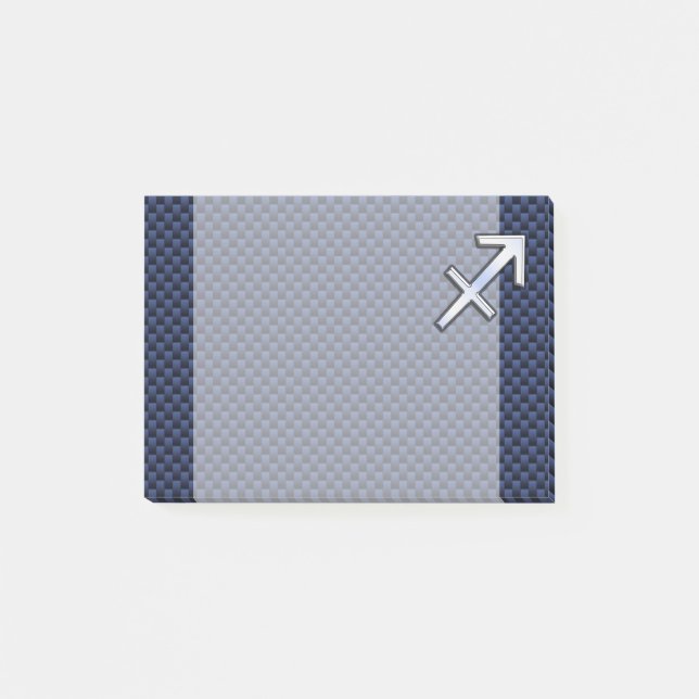 Sagittarius Zodiac Symbol Blue Carbon Fibre Print Post-it Klebezettel (Vorderseite)