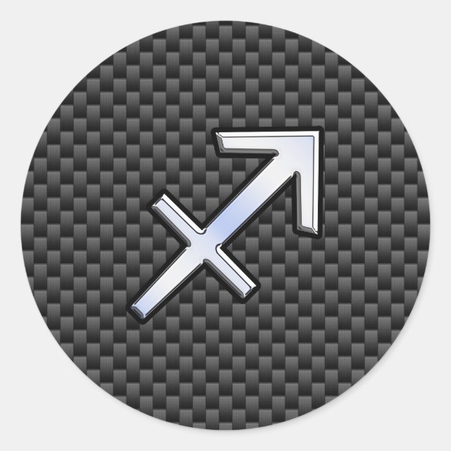 Sagittarius Zodiac Symbol Kohlefaser Runder Aufkleber (Vorderseite)