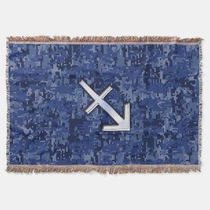 Sagittarius Zodiac Symbol NavyDigital Camouflage Decke