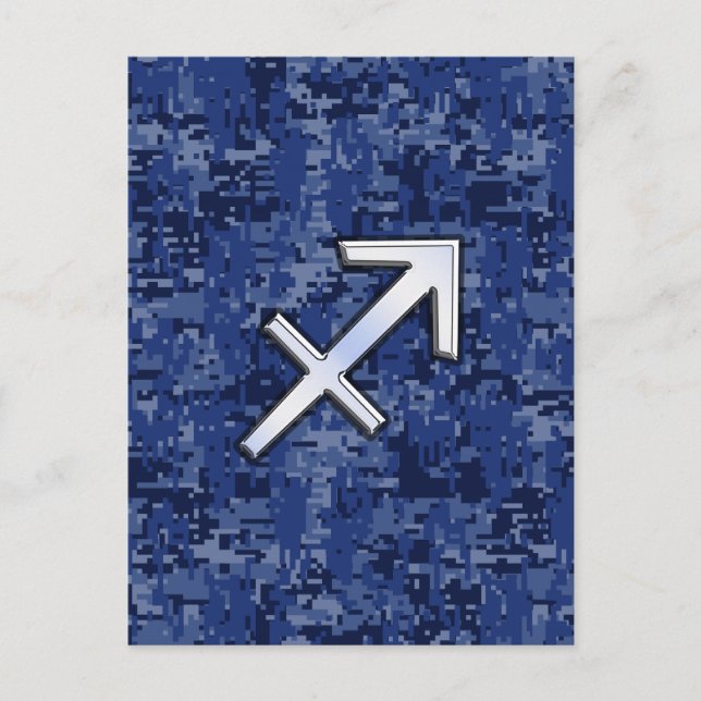Sagittarius Zodiac Symbol NavyDigital Camouflage Postkarte (Vorderseite)