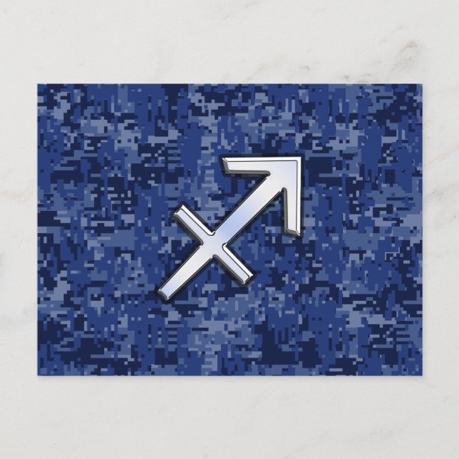 Sagittarius Zodiac Symbol NavyDigital Camouflage Postkarte (Vorderseite)