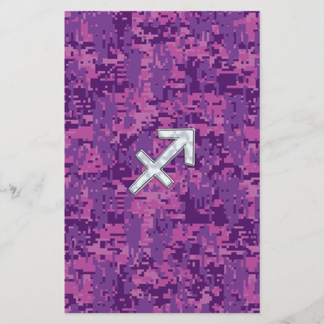 Sagittarius Zodiac Symbol Pink Digital Camouflage Briefpapier (Vorderseite)