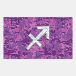 Sagittarius Zodiac Symbol Pink Digital Camouflage Rechteckiger Aufkleber