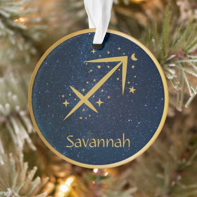 Sagittarius zodiac symbole or étoiles personnalisé (Arbre)