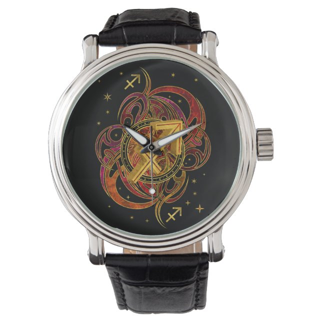 Sagittarius Zodiac-Zeichen-Feuerelement Armbanduhr (Vorderseite)