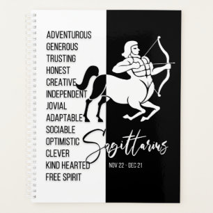 Sagittarius Zodiac Zeichen, Schwarz & Weiß Planer