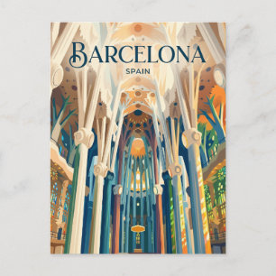 Sagrada Família Innenraum Spanien Postkarte