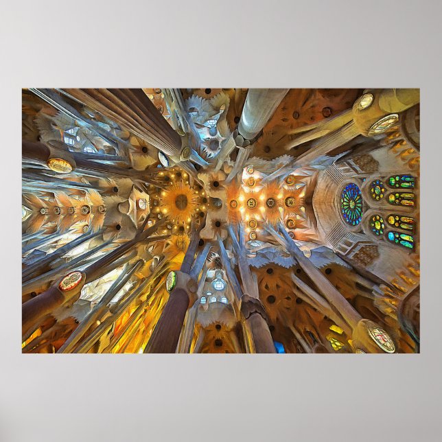 Sagrada Familia. Innenseite. Ansicht 20. Poster (Vorne)