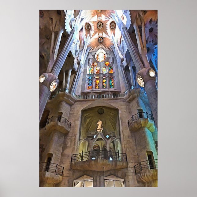 Sagrada Familia. Innenseite. Ansicht 25. Poster (Vorne)