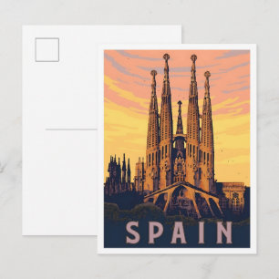 Sagrada Familia Spanien Vintage Reise Postkarte