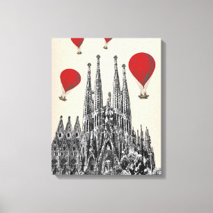 Sagrada Familia und glühende Luft-Ballone Leinwanddruck